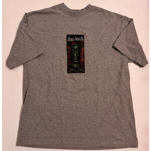 Vtg Guess Jeans Co Gray Graphic Print T-Shirt Unisex Size XL Tiki